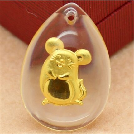 24K 순금 귀여운 쥐 목걸이(십이간지) / 크리스탈 공예 황금 고급 선물