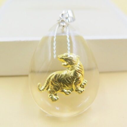 24K 순금 호랑이 목걸이 / 크리스탈 공예 황금 고급 선물