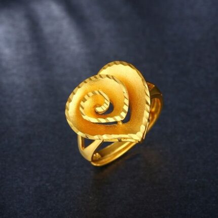 24K GP 장미 하트 반지 / 골드 쥬얼리 액세서리