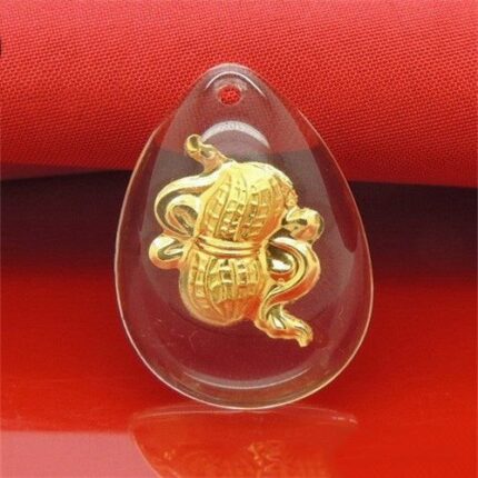 24K 순금 땅콩 목걸이 / 네추럴 크리스탈 공예 황금 선물