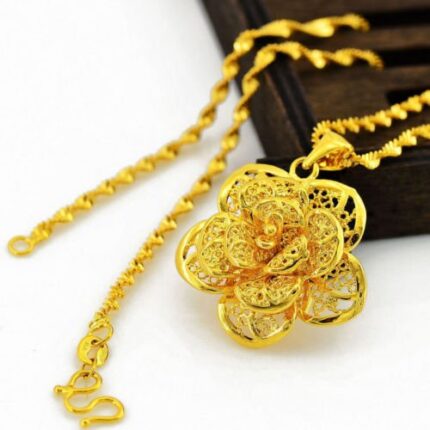 24K GF 레이스 꽃 목걸이 / 금 펜던트 선물 기념일