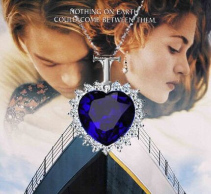 T형 남색 타이타닉 하트 목걸이 / 쥬얼리 패션 라인 블루석 체인 펜던트 레이어드