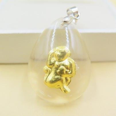 24K 순금 원숭이 목걸이 / 크리스탈 공예 황금 목걸이 고급 선물