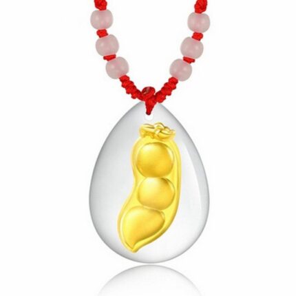 24K 순금 완두 목걸이 / 네추럴 크리스탈 공예 황금 선물