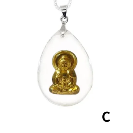 24K 순금 관음상 목걸이 / 크리스탈 공예 황금 목걸이 고급 선물