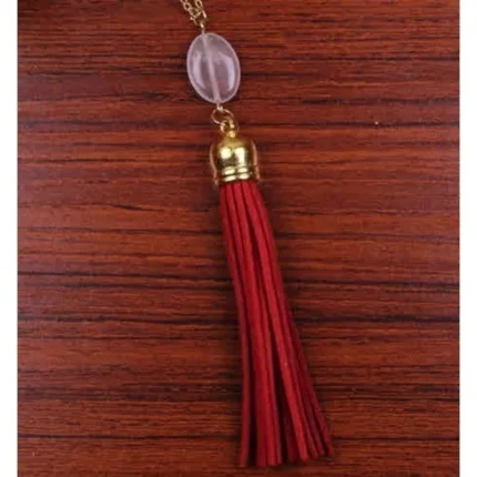 옥 구슬 타원형 가죽 목걸이 / 자연 석재 벨벳 긴 체인 한국