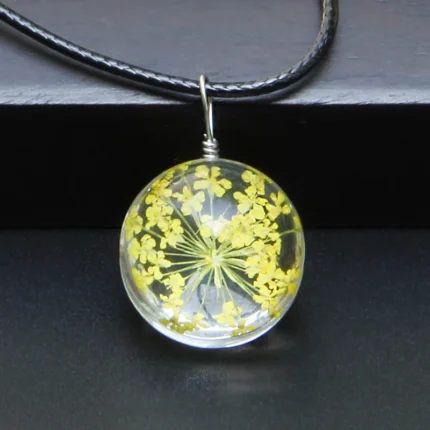 노랑색 안개꽃 목걸이 / 쥬얼리 유리 펜던트 크리스탈 패션 꽃