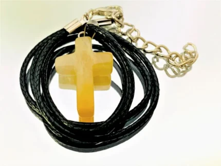십자가 자연석 오팔 목걸이(노랑색) / 선물 장식 액세서리